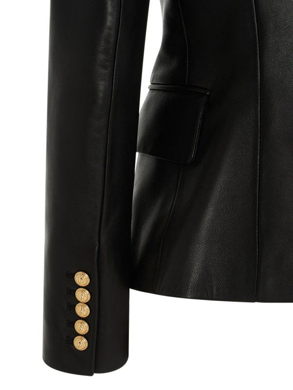 Balmain o1s1wg110825 Logo Button Leather Blazer in Black Size XL / US 12-14 / IT 48-50 - 5 Thumbnail