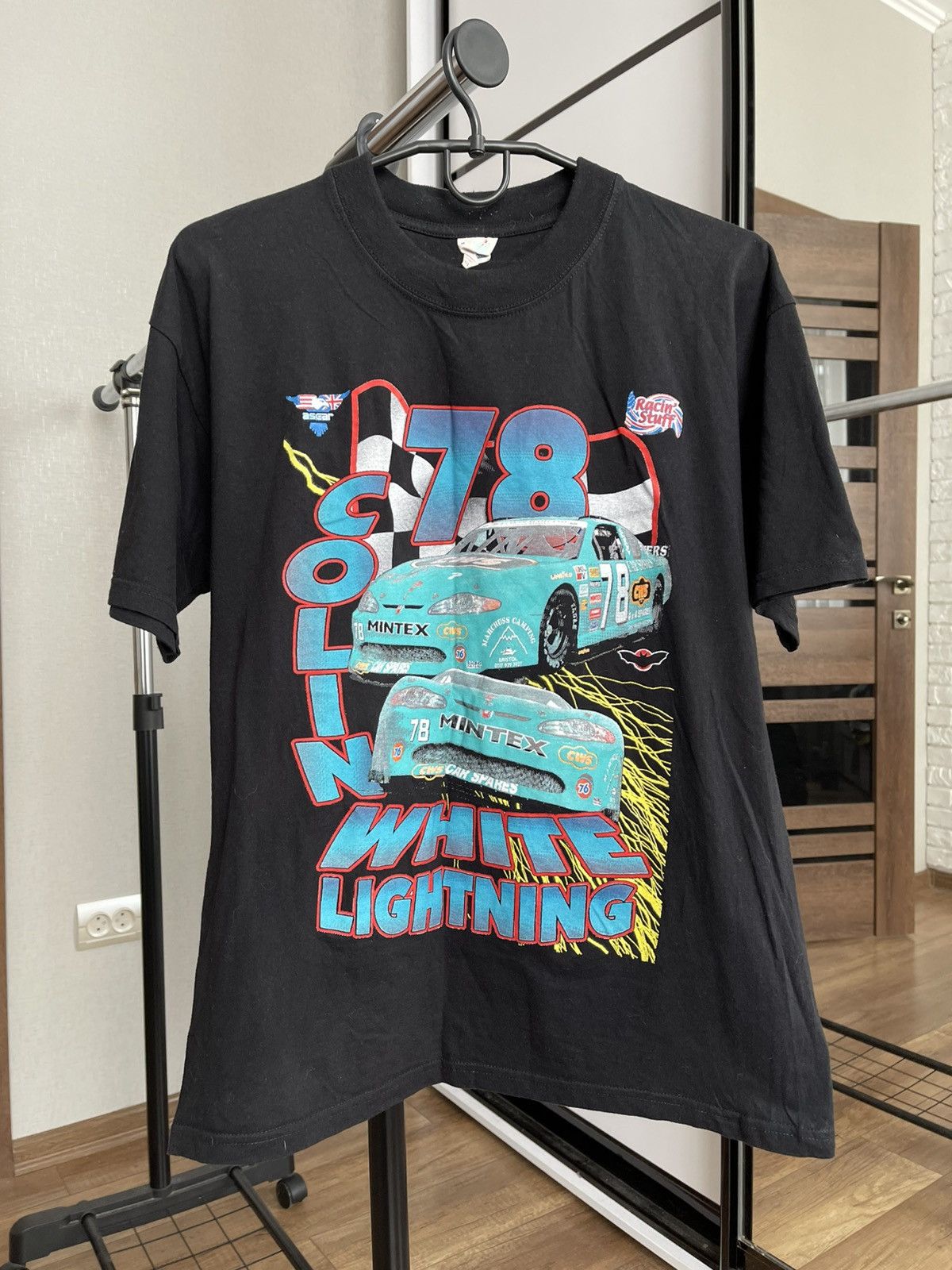 NASCAR Collin White Lightning Vintage Racing T-Shirt Tee 90s Size US M / EU 48-50 / 2 - 1 Thumbnail