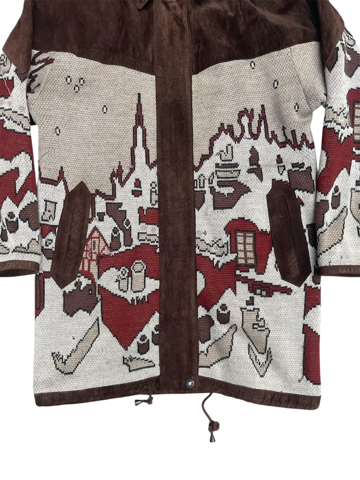 Vintage Vintage Knit Village Scene Suede Jacket Size US M / EU 48-50 / 2 - 3 Thumbnail