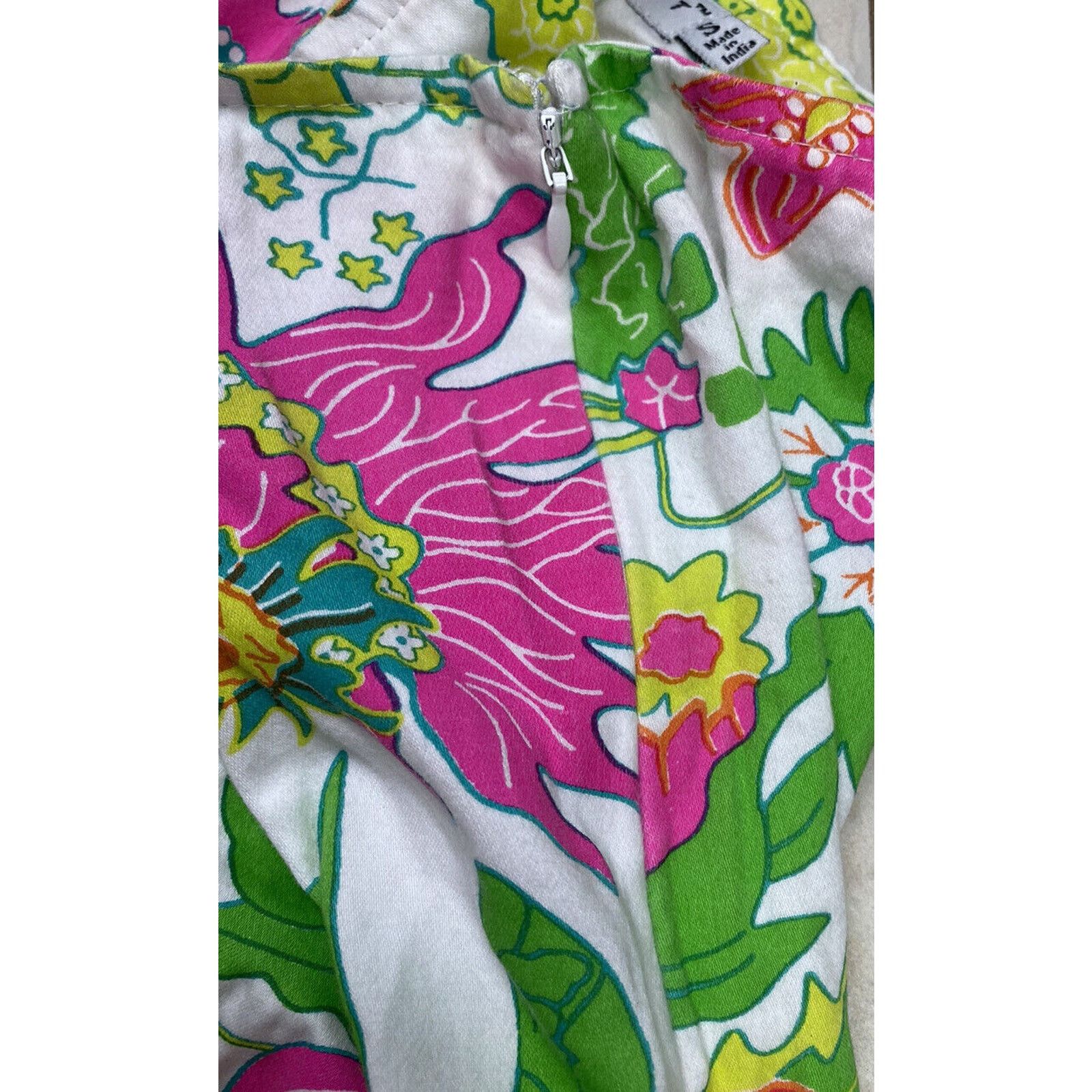 Gretchen Scott Gretchen Scott White Pink Green Floral Mid Rise Shorts Linen Size 33" - 5 Thumbnail