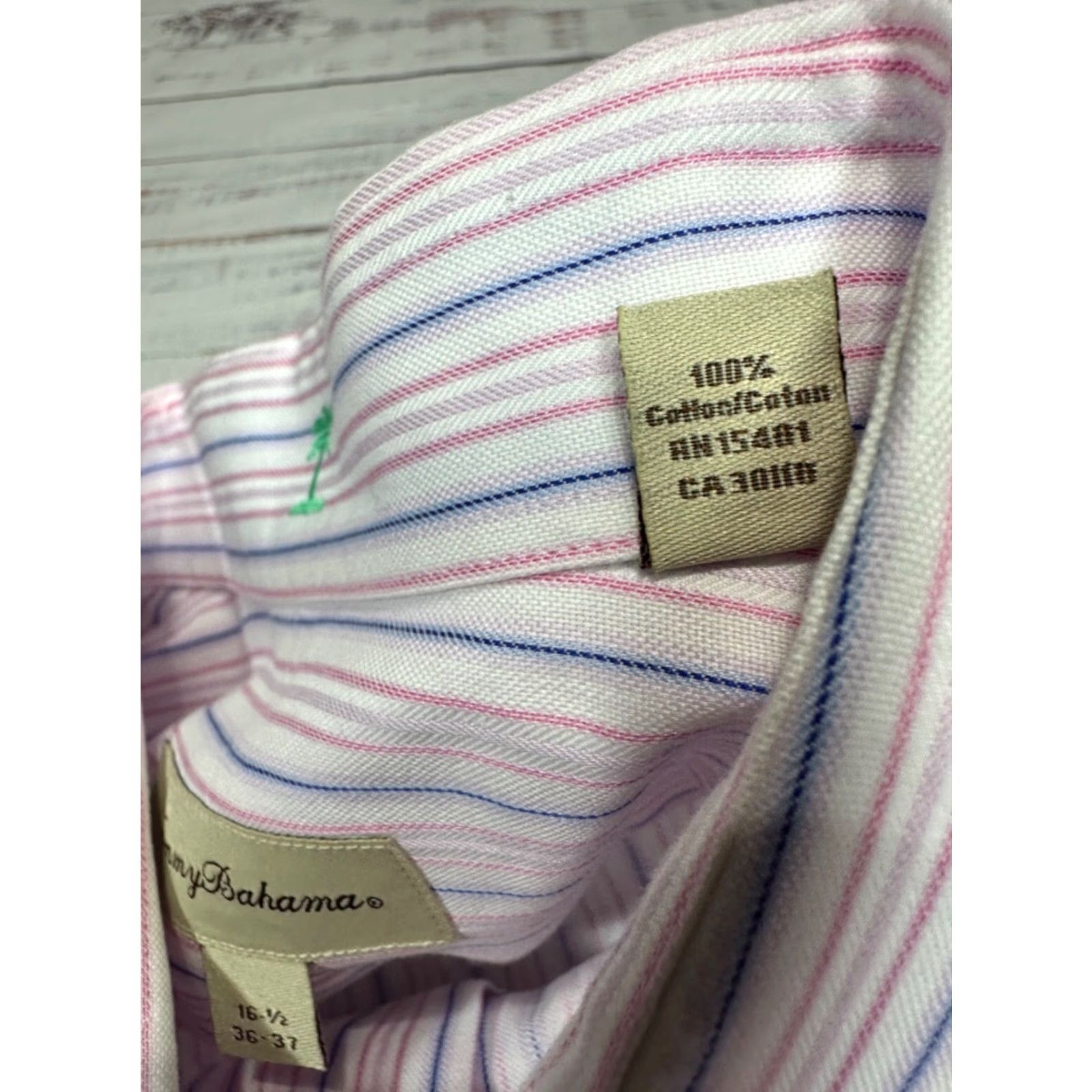 Tommy Bahama Tommy Bahama Shirt Mens Long Sleeve Button-Up Sz 16.5 Pink Stripe Cotton Size US XL / EU 56 / 4 - 7 Thumbnail