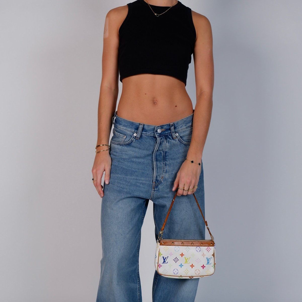 Louis Vuitton × Takashi Murakami Louis Vuitton x Takashi Murakami White Monogram Pochette Size ONE SIZE - 4 Thumbnail