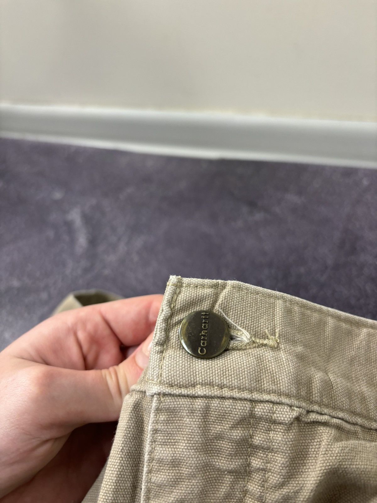 Carhartt Vintage 90s Carhartt Cream Work Hype Carpenter Baggy Pants Size US 38 / EU 54 - 11 Thumbnail