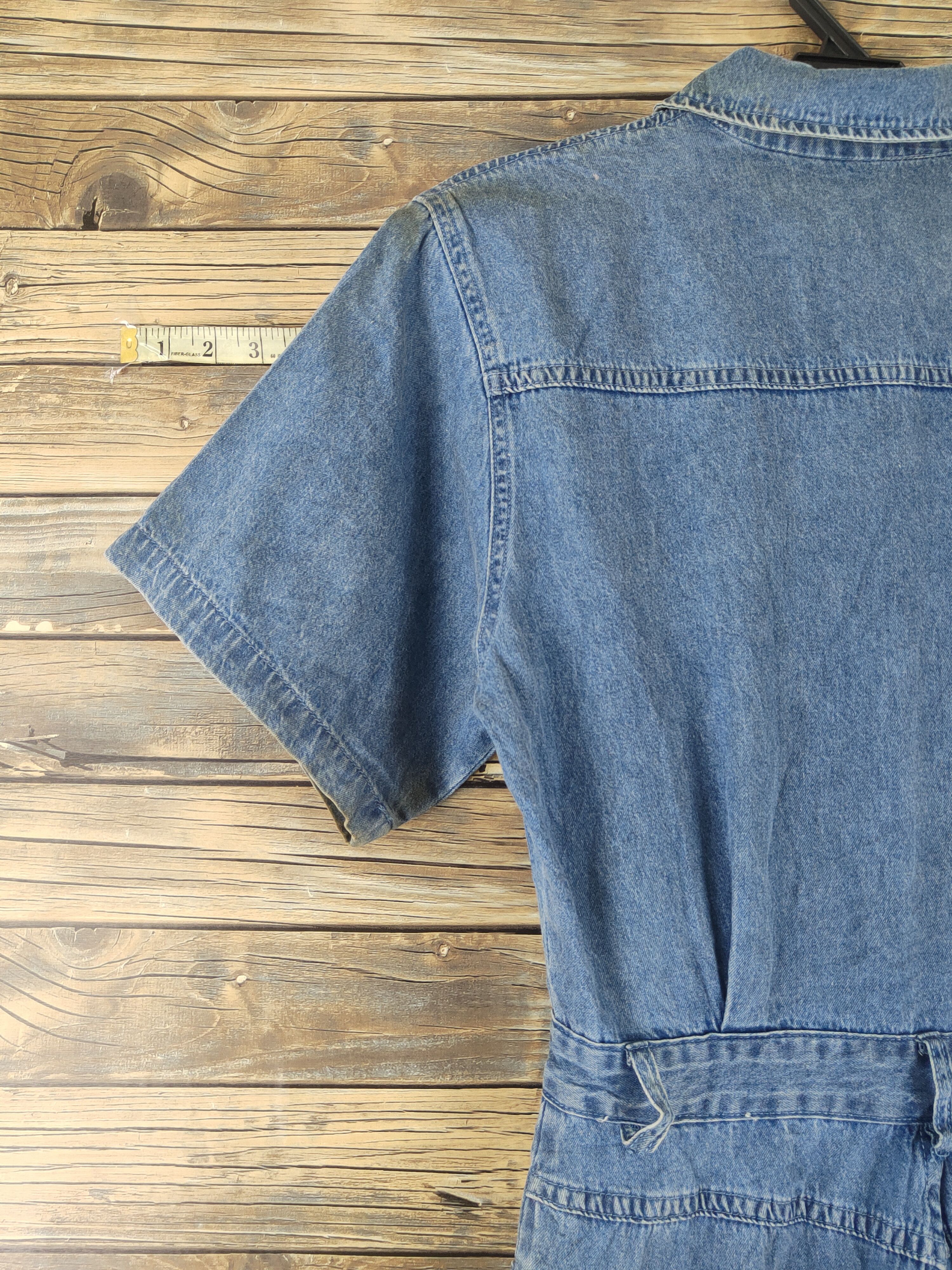 Vintage L.H Studio Blue Denim Short Sleeve Coveralls Size 29" - 16 Thumbnail