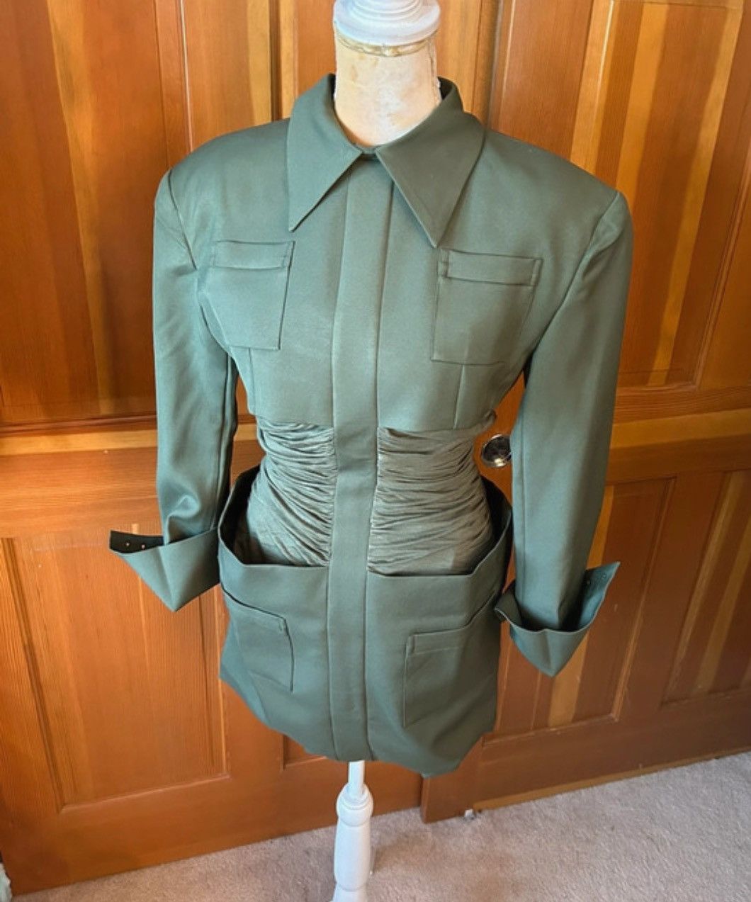 Designer × Other NWT, Lavishly Paris Designer Army Cape Designer Mini Dress. Size M / US 6-8 / IT 42-44 - 8 Thumbnail
