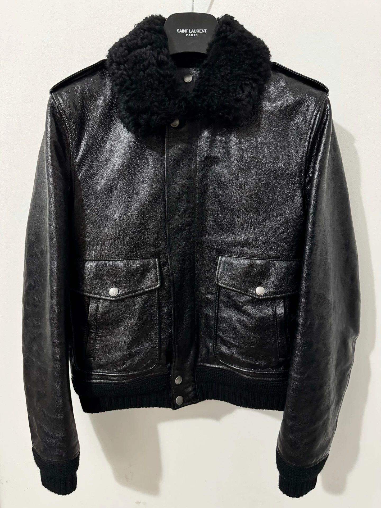 Saint Laurent Paris Saint Laurent SLP17FW waxed cowhide aviator jacket Size US S / EU 44-46 / 1 - 1 Thumbnail