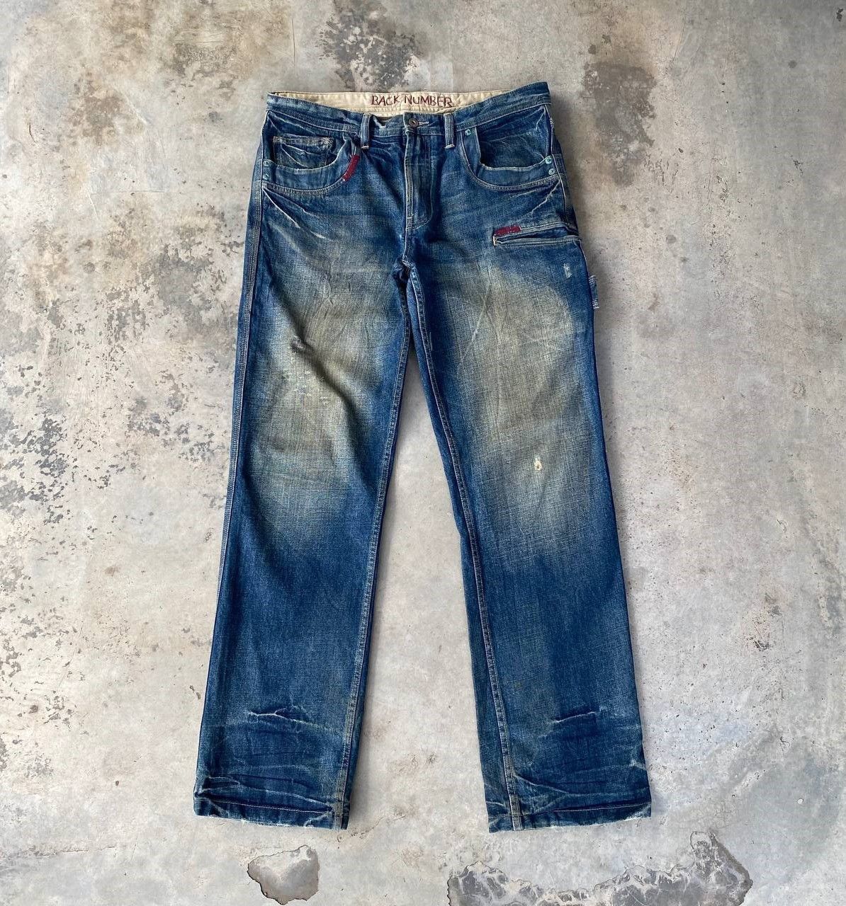 Japanese Brand W36X33 VTG BACK NUMBER DISTRESSED DENIM MUDWASH RUSTY DIRTY Size US 36 / EU 52 - 7 Thumbnail