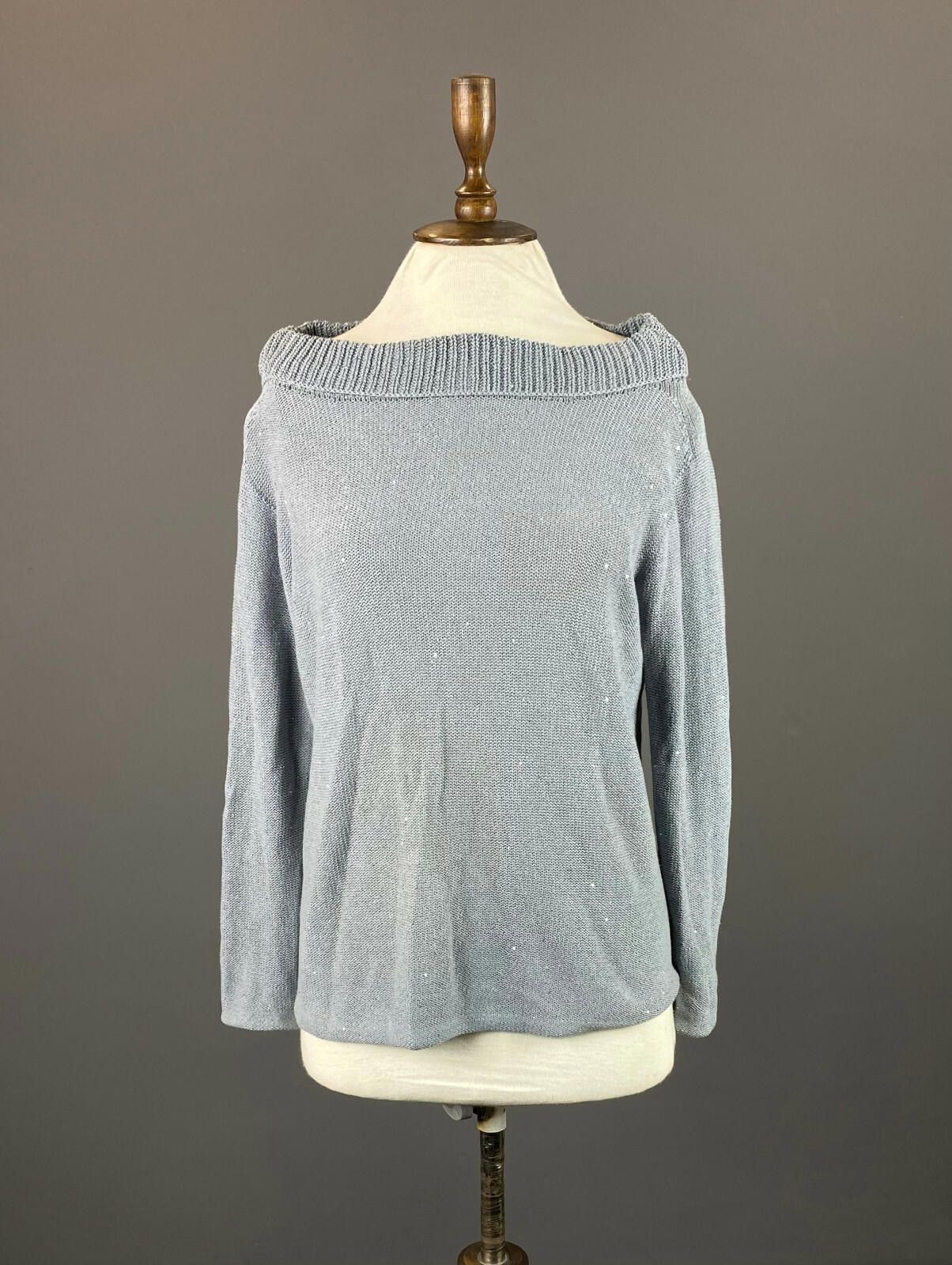 Designer Ladies Fabiana Filippi Blue Linen Knited Sweater Size 46/L Size M / US 6-8 / IT 42-44 - 1 Thumbnail