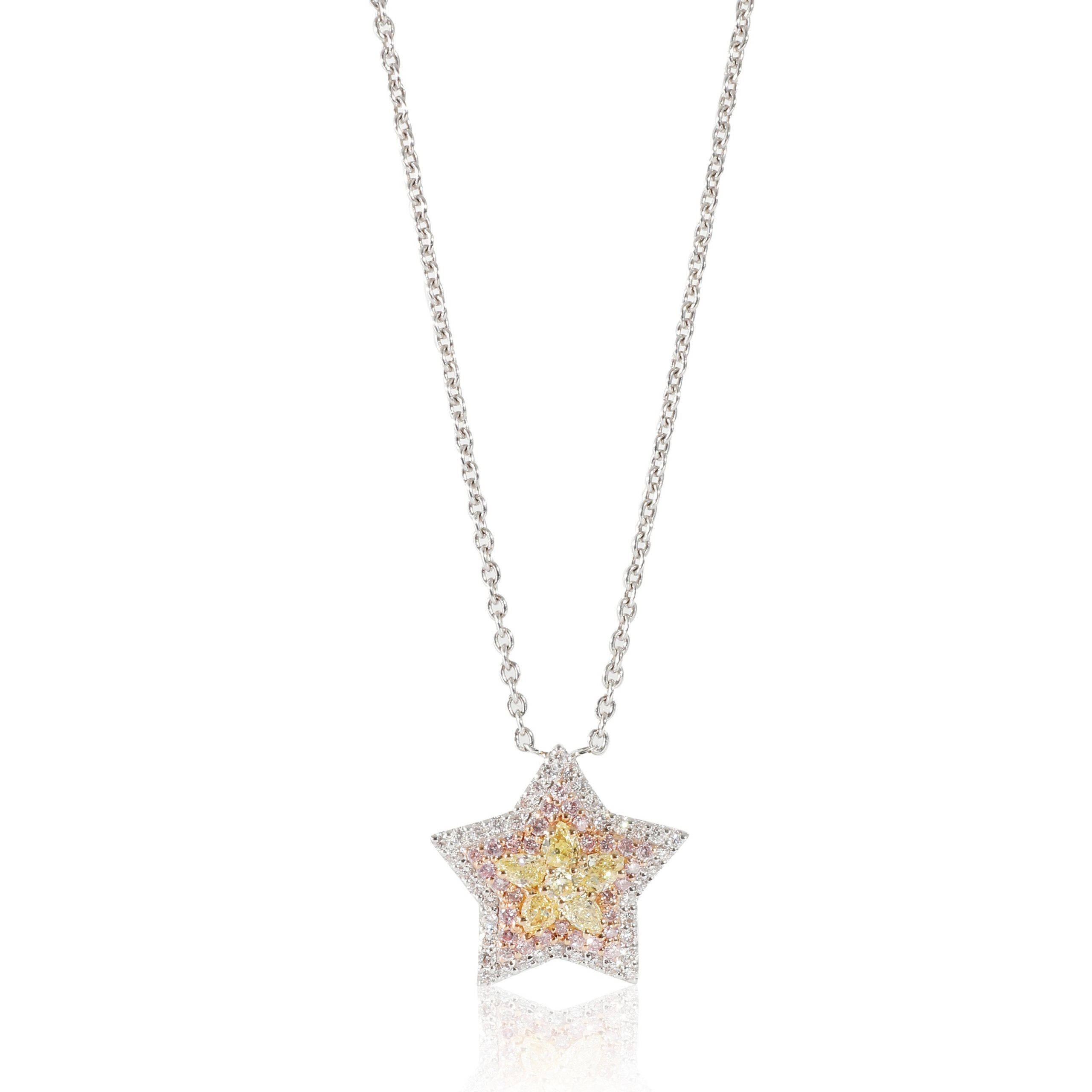 image of Tiffany Co 18K White Gold & Rose Gold Fancy Color Diamond Star Pendant, .84 Ctw, Women's