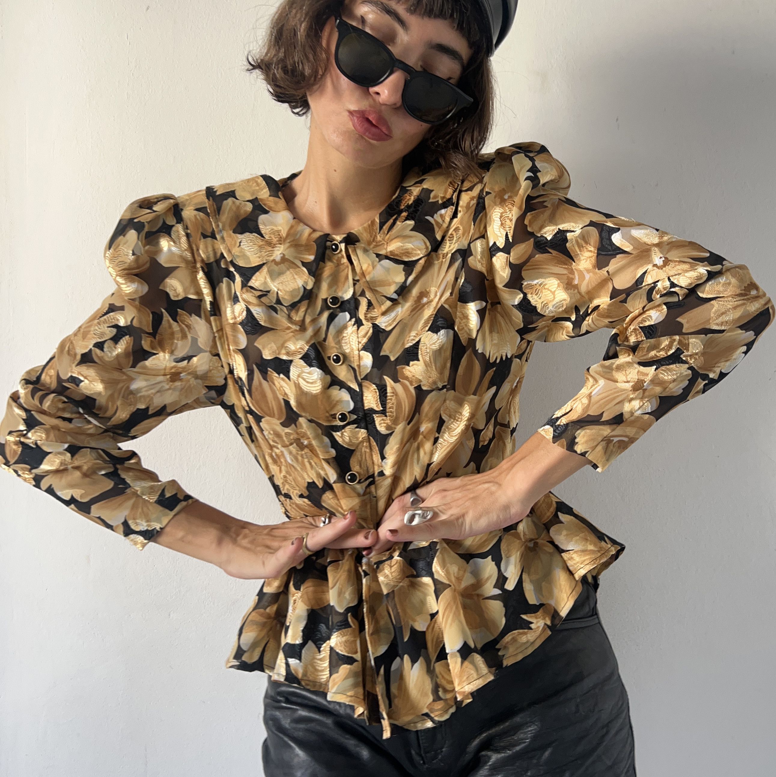 Vintage Vintage 80s Floral Peplum Blouse Size M / US 6-8 / IT 42-44 - 4 Thumbnail