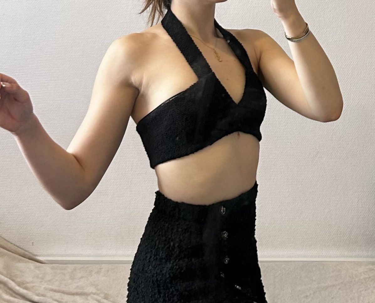 Chanel Chanel Tweed Cropped Halter Top - Black Size XS / US 0-2 / IT 36-38 - 2 Thumbnail