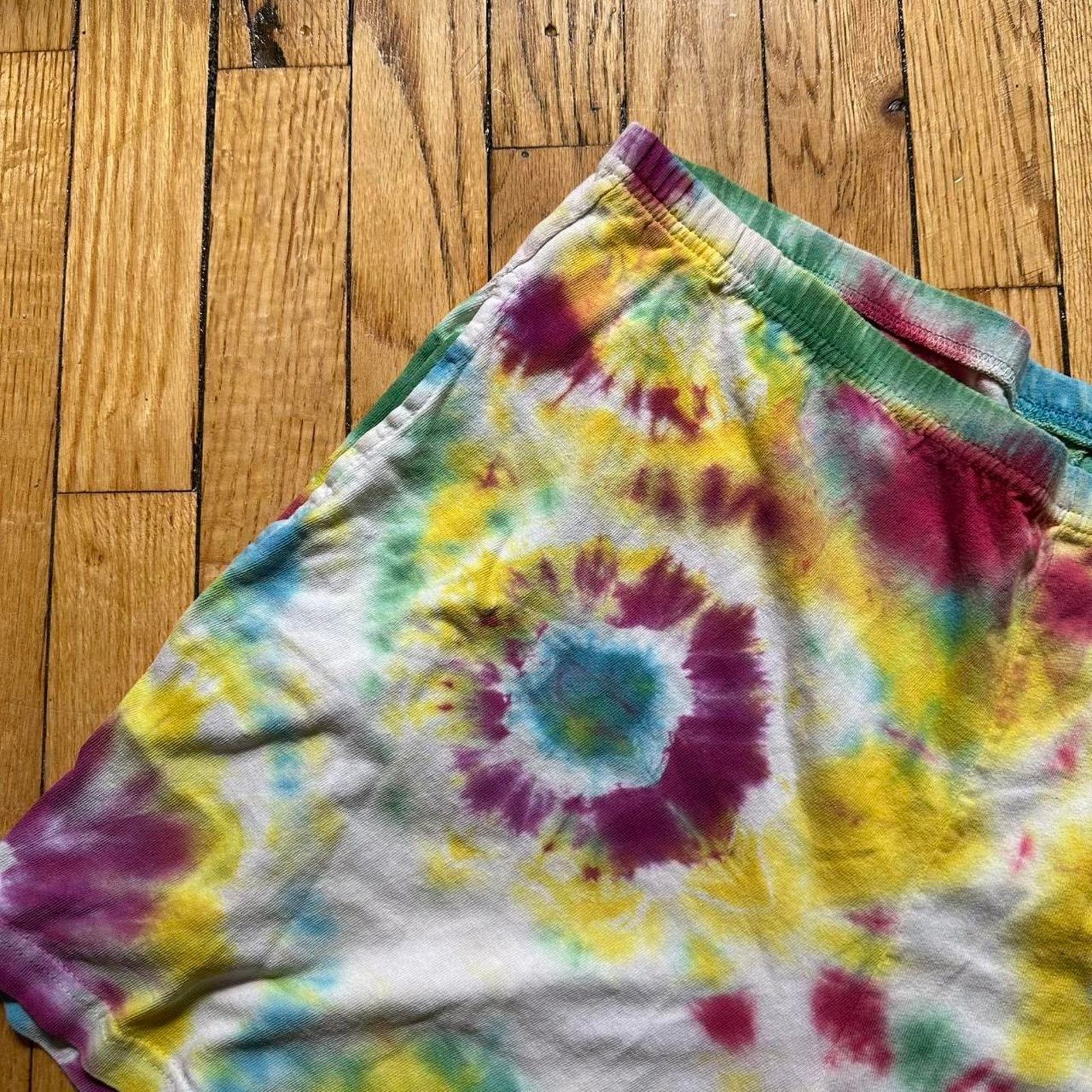 Vintage Vintage 80s Tie Dye Cotton Basic Sweat Gym Shorts Size US 35 - 4 Thumbnail