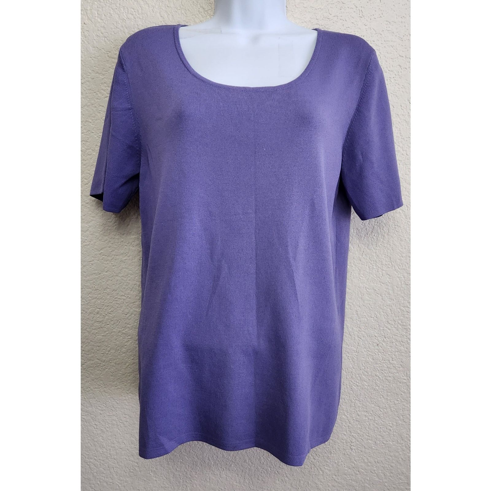 Other Draper's & Damon's Purple Round Neck Short Sleeve Top Large Size L / US 10 / IT 46 - 1 Thumbnail