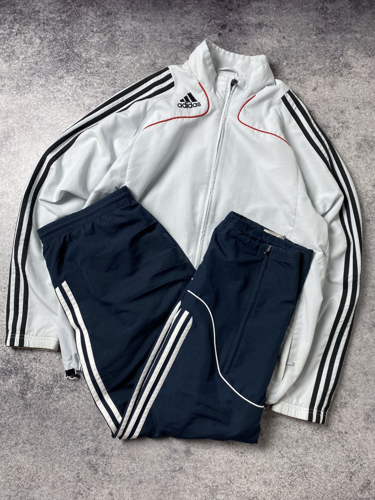 Adidas vintage adidas track suit jacket pants grey navi Size US L / EU 52-54 / 3 - 1 Thumbnail