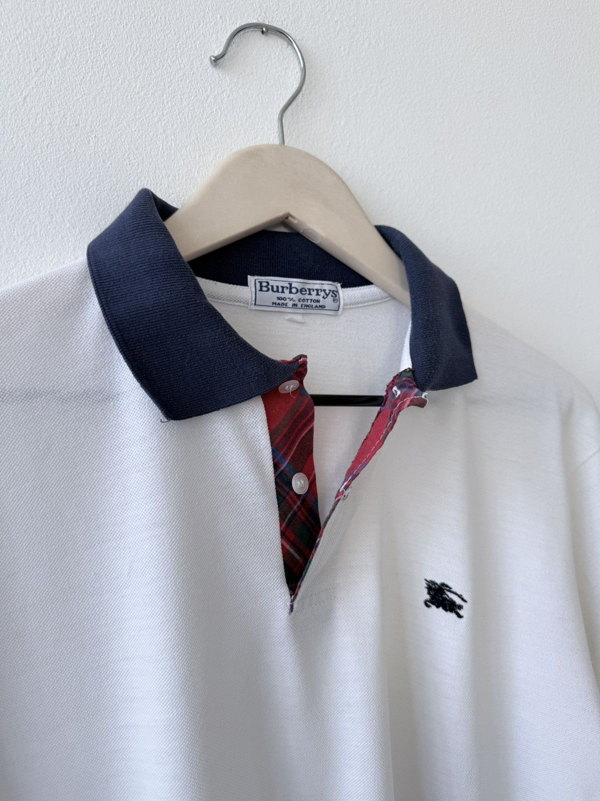 Burberry Burberrys Vintage White Polo Shirt 90s Size US L / EU 52-54 / 3 - 10 Thumbnail