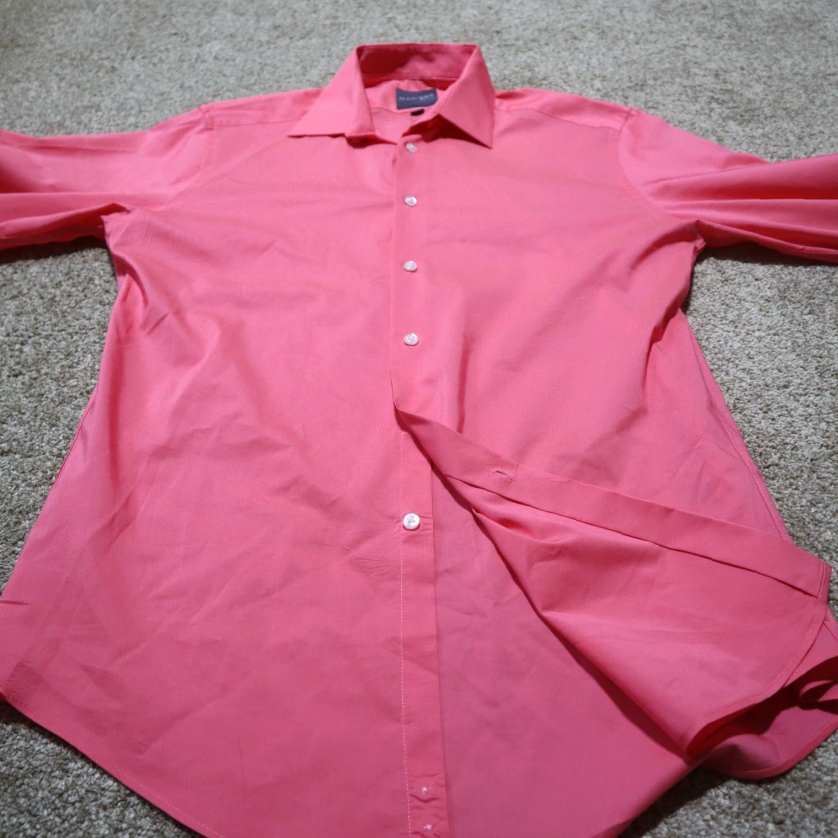 Roundtree & Yorke MADISON Shirt Dress Shirt Slim Fit Men's Size 15.5 Peach Button-Down Long Sleeve 15.5 Men’s Standard Regular Label Rountree & Yorke Gold Size US M / EU 48-50 / 2 - 4 Thumbnail