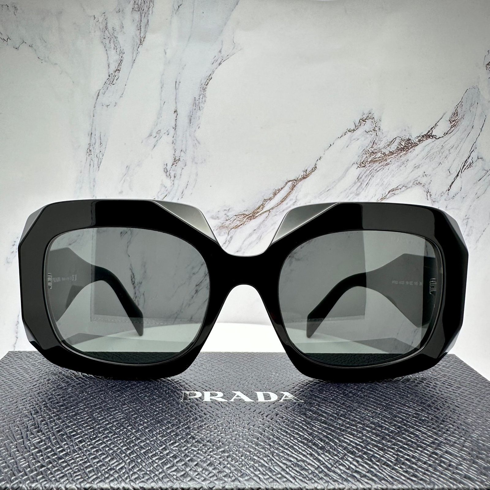 Prada New PRADA Sunglasses Black Silver Symbole Logo Oversized Size ONE SIZE - 21 Thumbnail