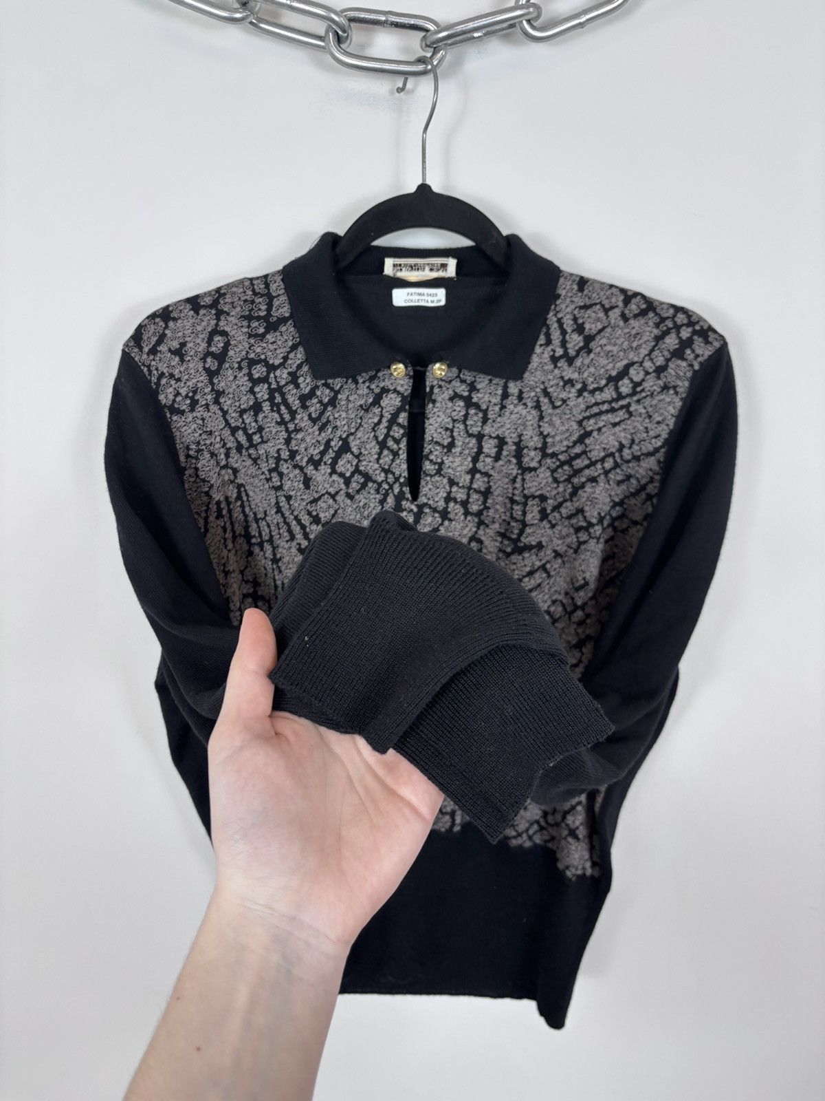 Davide Cenci Vintage Davide Cenci Women’s Black Wool Knit Sweater Size L / US 10 / IT 46 - 4 Thumbnail