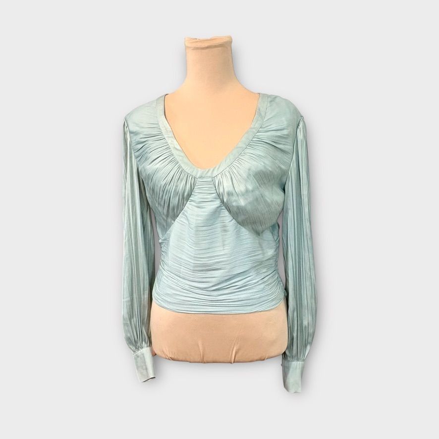 Anthropologie NWT Anthropologie Blouson Sleeve Blouse S Open Back Shirred Size S / US 4 / IT 40 - 5 Thumbnail