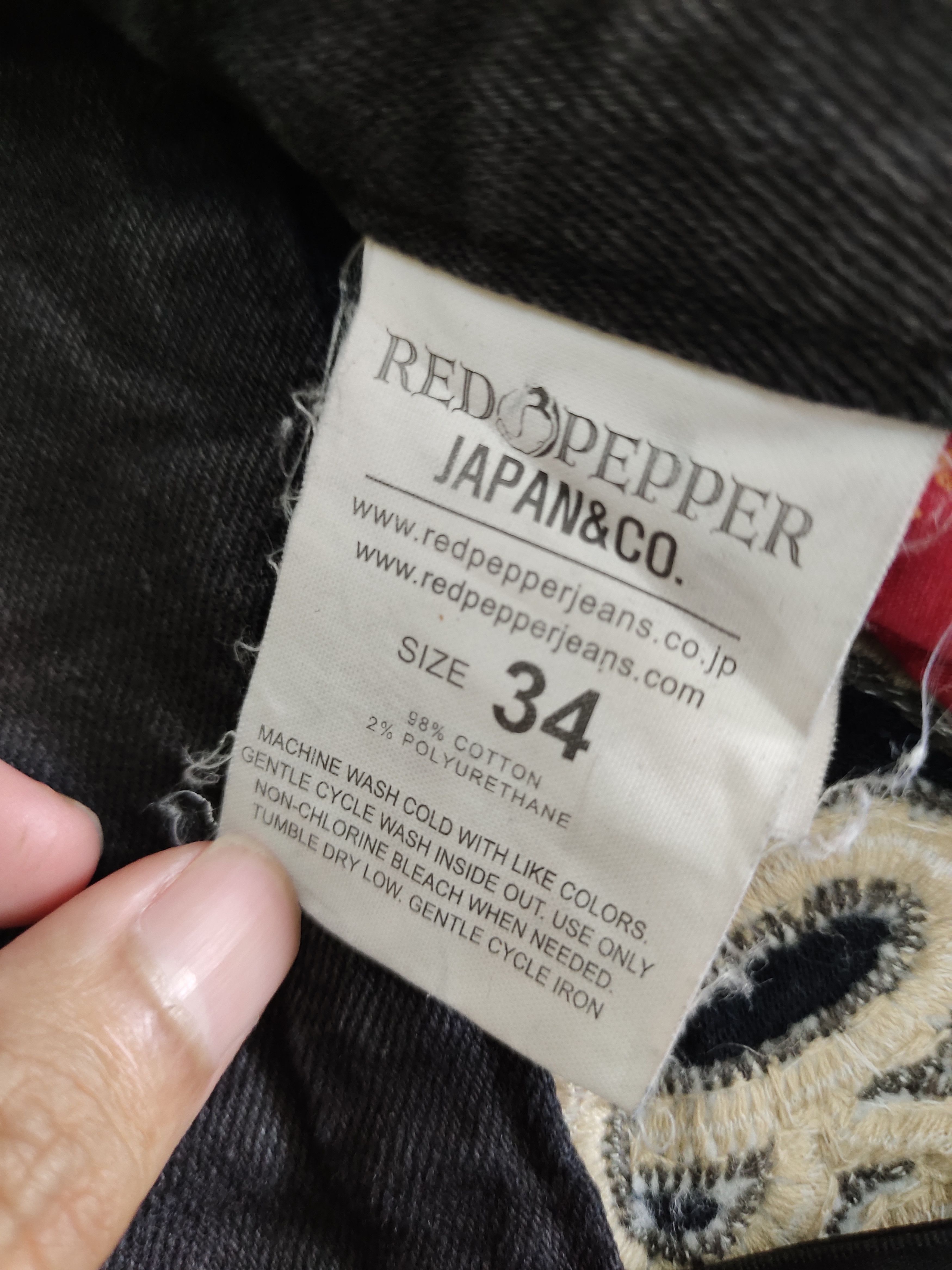 Vintage Red Pepper Wing & UK Flag Embroidered Denim Ed Hardy Y2k Size US 36 / EU 52 - 20 Thumbnail