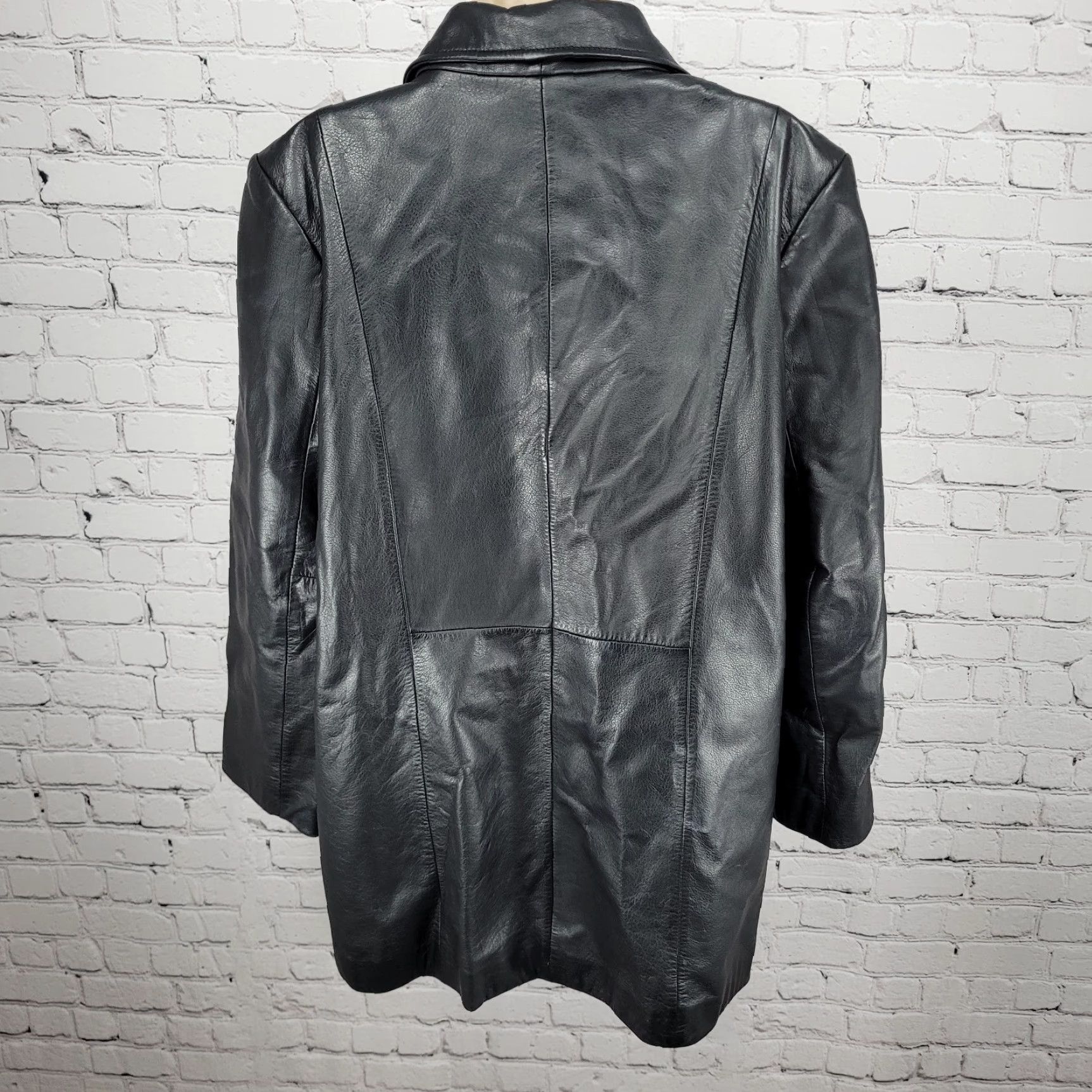 Preston & York Preston & York Jacket Women Black Leather Buttoned Pockets M 90s Classic Casual Size M / US 6-8 / IT 42-44 - 2 Thumbnail
