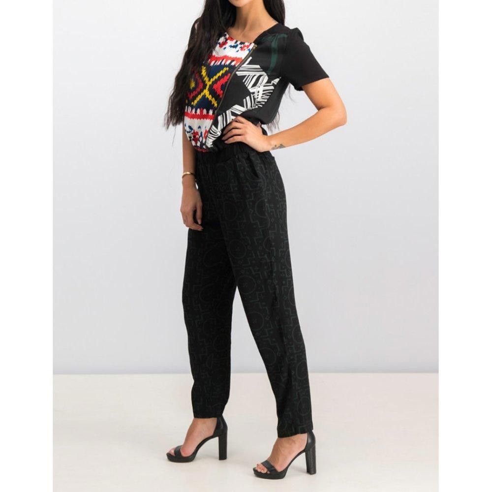 Desigual Desigual Marie Short Sleeve Jumpsuit Black Combo Size 32 Size 26" / US 2 / IT 38 - 2 Thumbnail