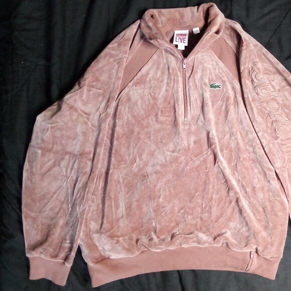 Supreme Supreme x Lacoste Velour Half-Zip Track Top Mauve Size US M / EU 48-50 / 2 - 2 Thumbnail