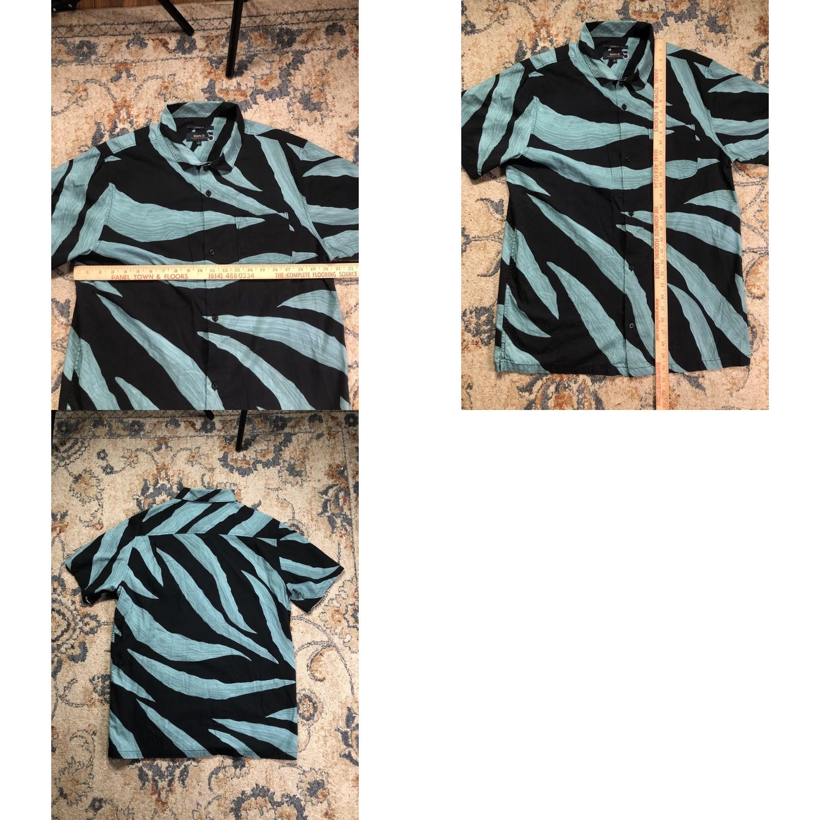 Roark Roark Mens Large Black Green Stripe Short Sleeve Button Up Shirt Striped Casual Size US L / EU 52-54 / 3 - 8 Thumbnail