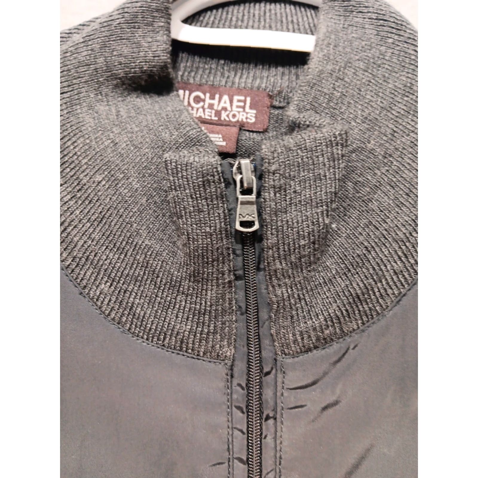 Michael Kors Michael Kors Sweater Jacket Men's L Gray Wool Mock Neck Full Zip Pockets Lightweight Regular Knit Size US L / EU 52-54 / 3 - 3 Thumbnail