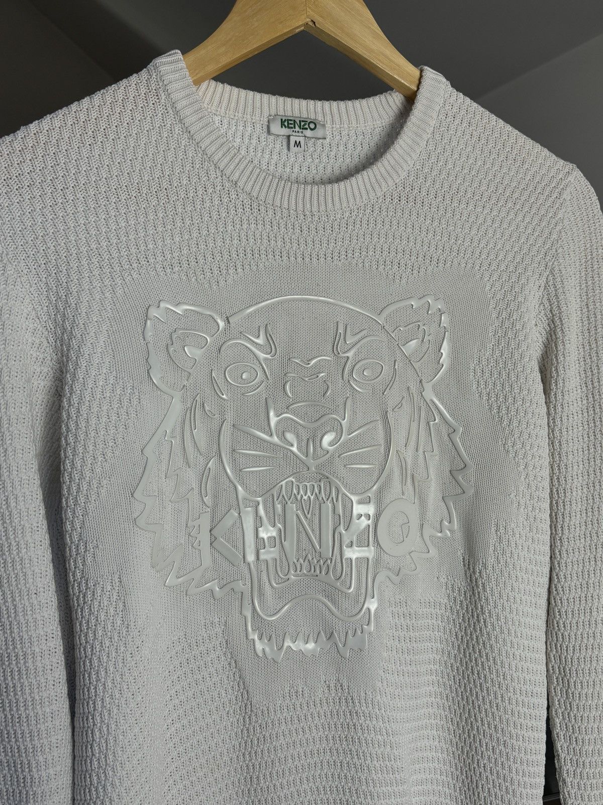 Kenzo Kenzo Paris White Knitted Tiger Sweatshirt Size M / US 6-8 / IT 42-44 - 2 Thumbnail