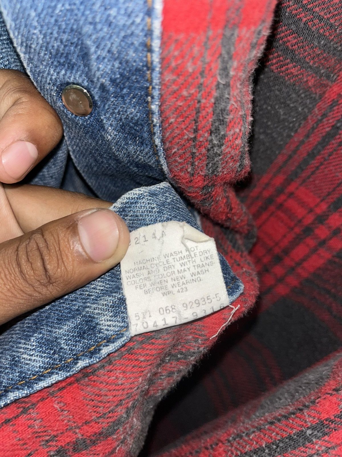 Levi's × Levi's Vintage Clothing × Vintage Vintage Levi's 80s Denim Trucker Jacket 70417 Flannel Lined Size US M / EU 48-50 / 2 - 7 Thumbnail
