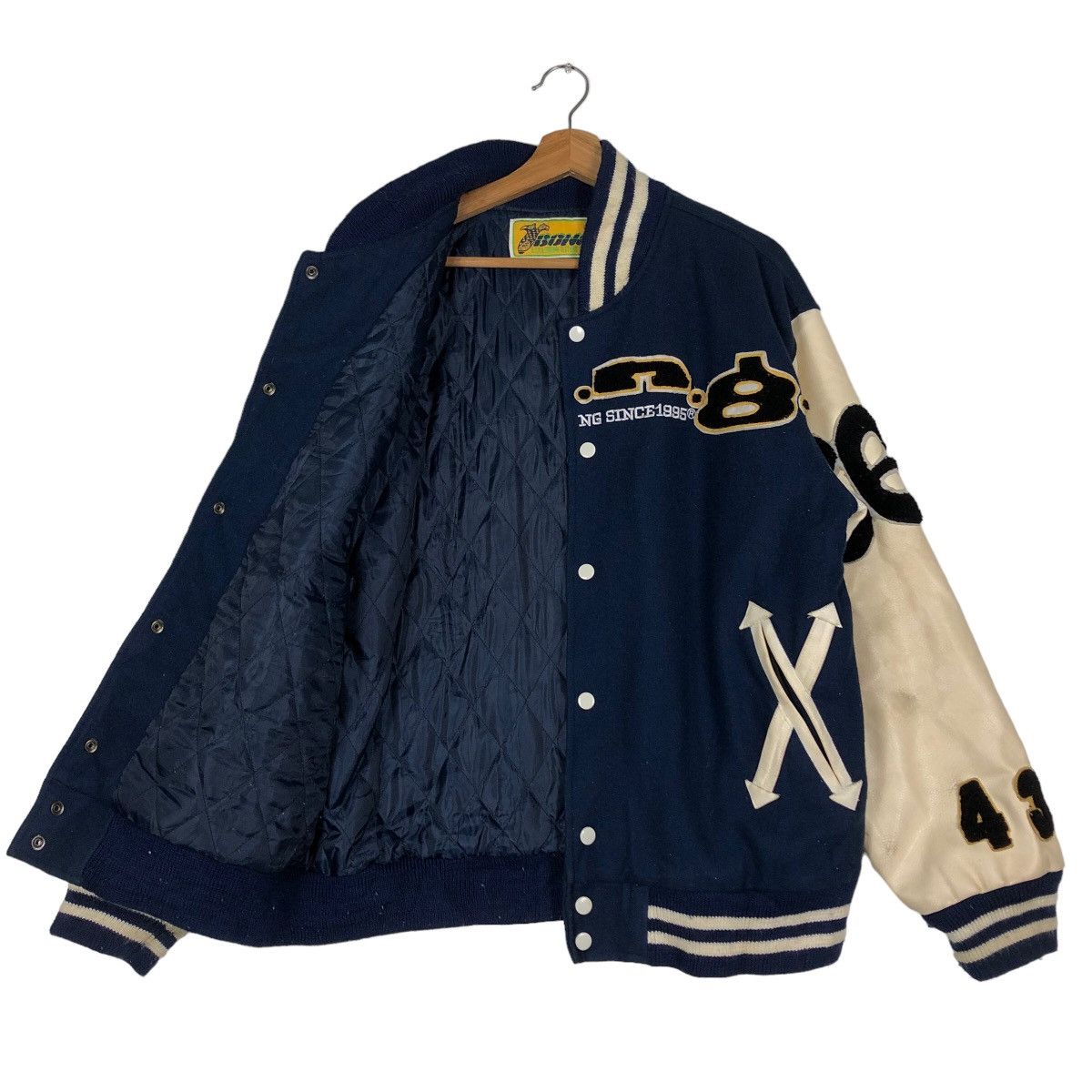 Japanese Brand 🔥90’s Vintage Varsity Jacket Leather Handling Bong Japan Size US L / EU 52-54 / 3 - 10 Thumbnail