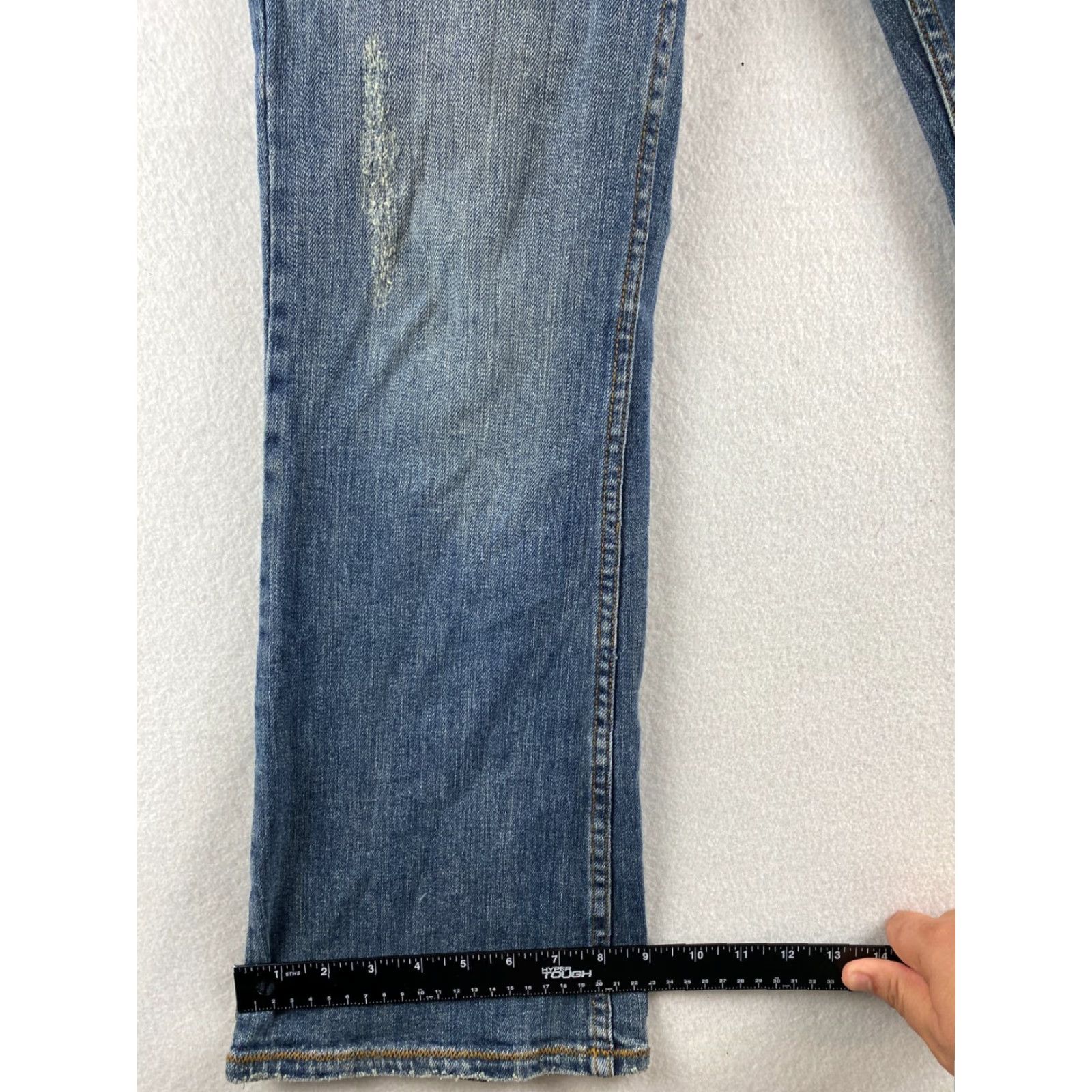 Denime Z Cavaricci Jeans Womens 9 30x29 Bootcut Dark Wash Distressed Denim Blue Jeans Womens Size 9 Regular Bootcut Distressed Pockets 30 Dark Blue Size 30" / US 8 / IT 44 - 7 Thumbnail
