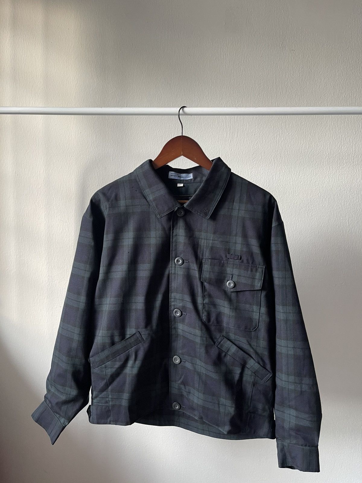 Issey Miyake 70s Issey Miyake Studio Plaid Crop Wool Jacket A1 Size US L / EU 52-54 / 3 - 15 Thumbnail