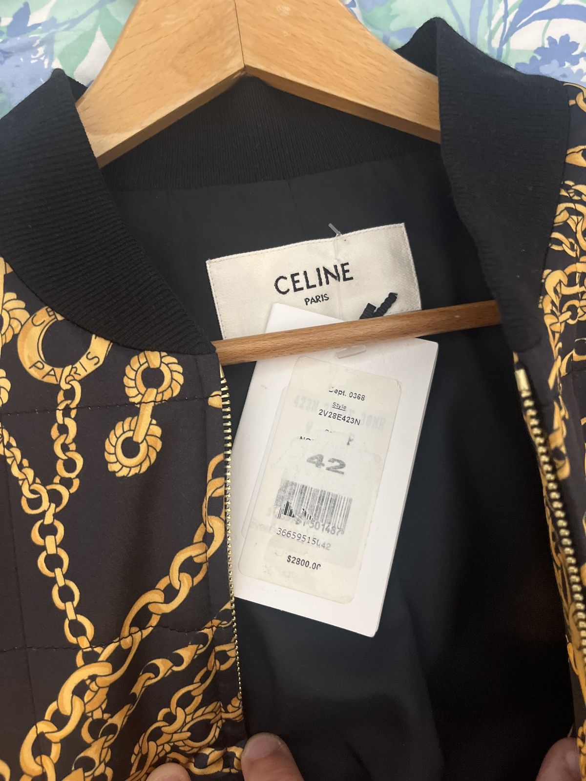 Celine Celine Black / Gold, Casaque Bomber Jacket, 2V28E423N.38MR Size M / US 6-8 / IT 42-44 - 5 Thumbnail