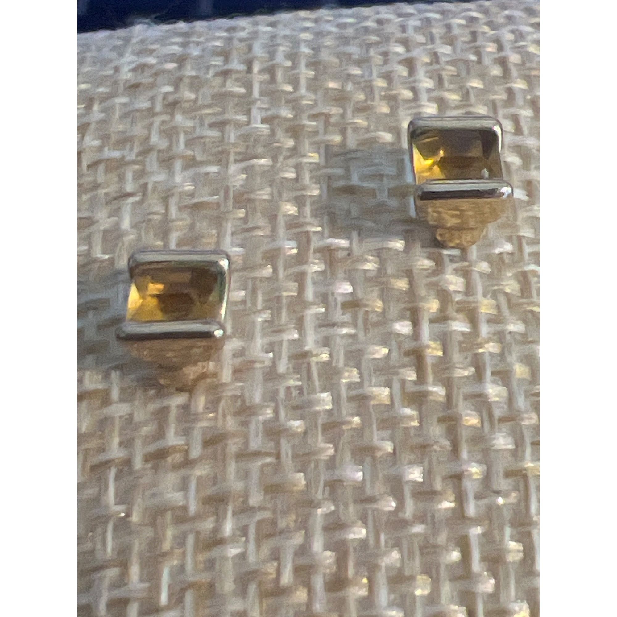 Other Vintage Gold Tone Stud Earrings Yellow Crystal Rhinestones P Size ONE SIZE - 2 Thumbnail