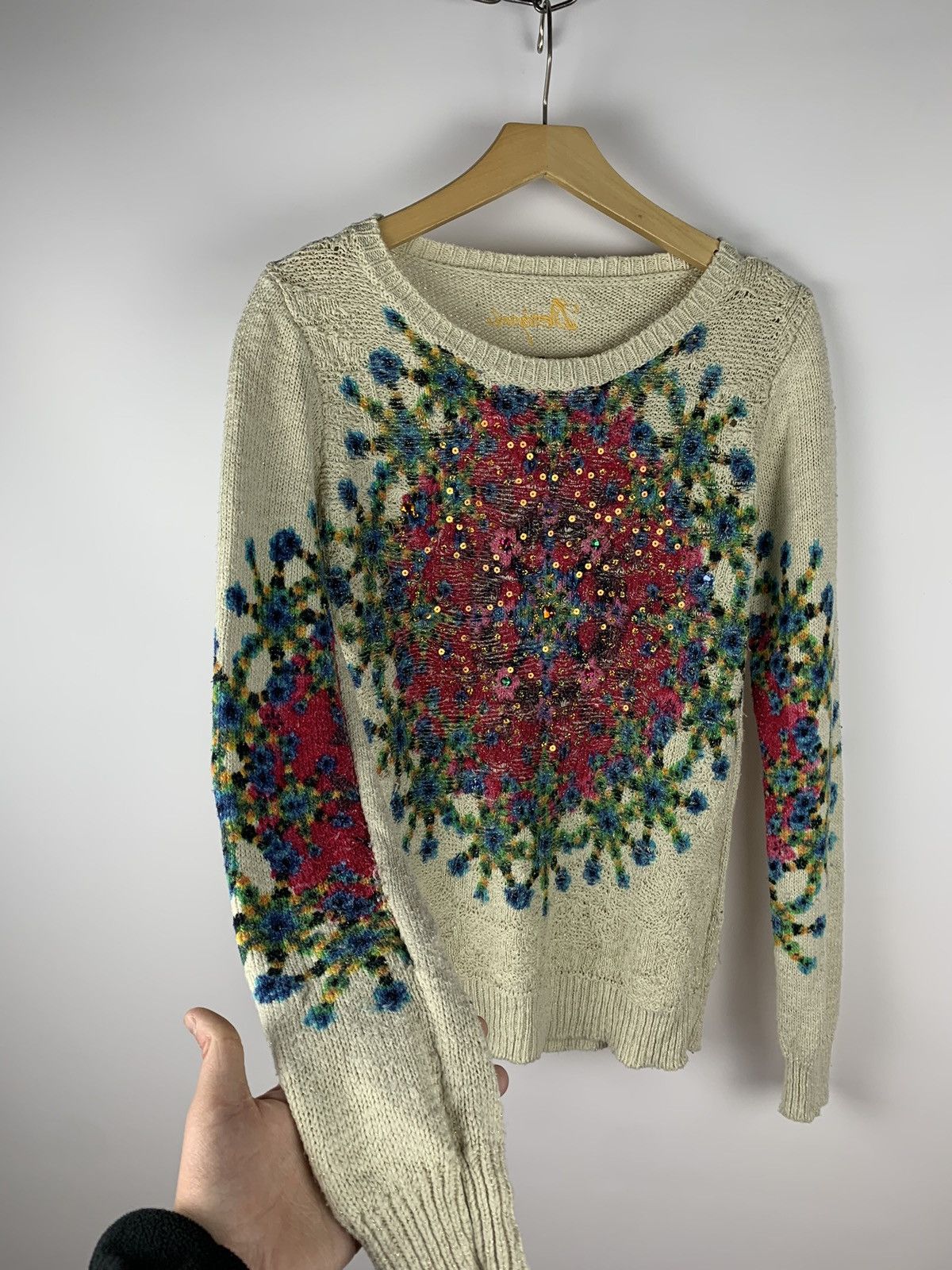 Desigual Desigual Ladies Knit Jumper Sweater Size M Floral Y2K Top Size M / US 6-8 / IT 42-44 - 6 Thumbnail
