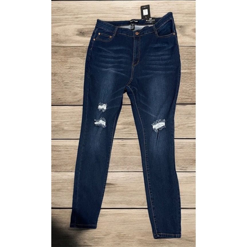 Unknown London FashionNova Dark Blue Skinny Stretchy Jeans Plus Size 2X Size 42" / US 20 - 1 Thumbnail