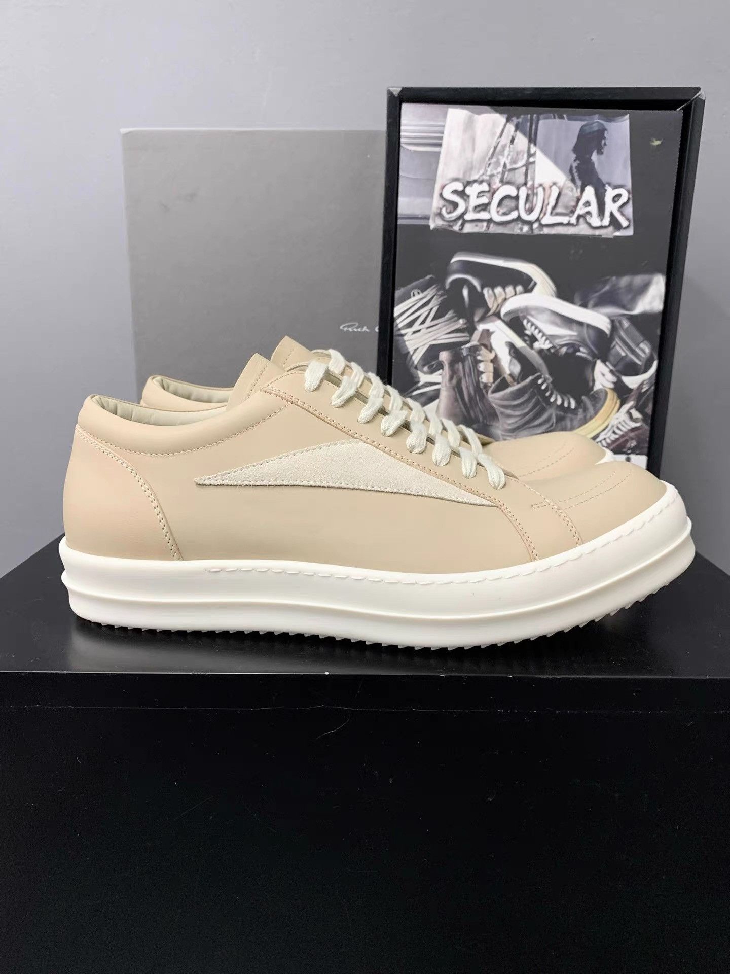 Rick Owens Rick Owens 25SS Cream Mainline Leather Big Vans Sneakers K34 Size US 8 / EU 41 - 1 Thumbnail