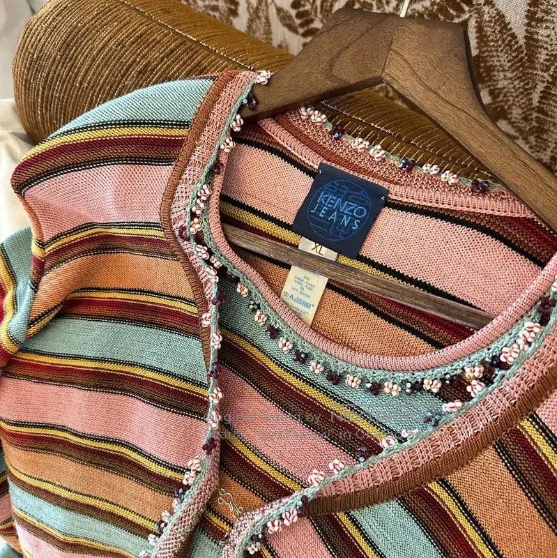 Kenzo KENZO Pink Striped Women's Cardigan . Size M / US 6-8 / IT 42-44 - 5 Thumbnail