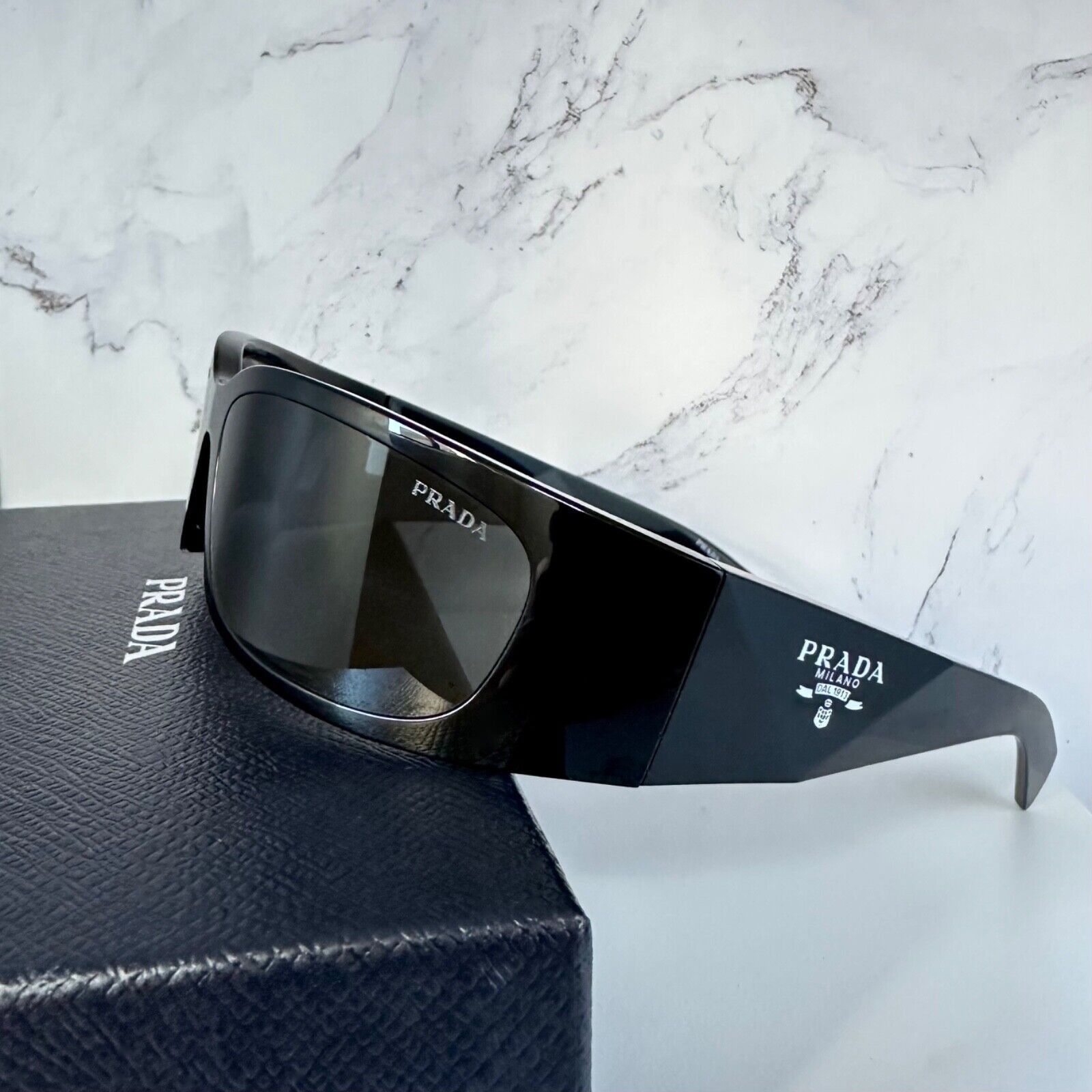 Prada New Prada Sunglasses Black Symbole Logo Wrap Size ONE SIZE - 2 Thumbnail