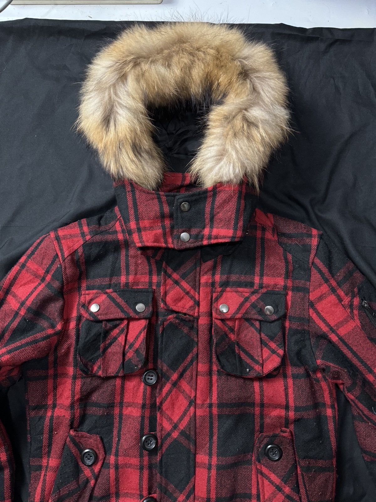 Hysteric Glamour Faux Fur Plaid MultiPocket Jacket Hoodie Removable Size US M / EU 48-50 / 2 - 5 Thumbnail