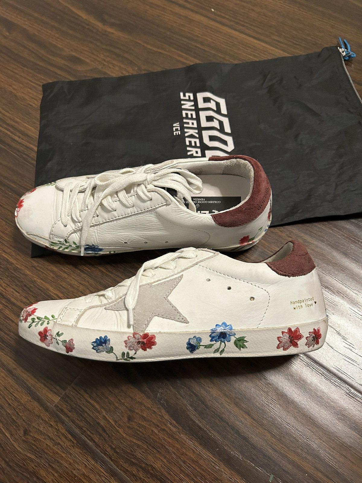 Floral golden goose sneakers on sale