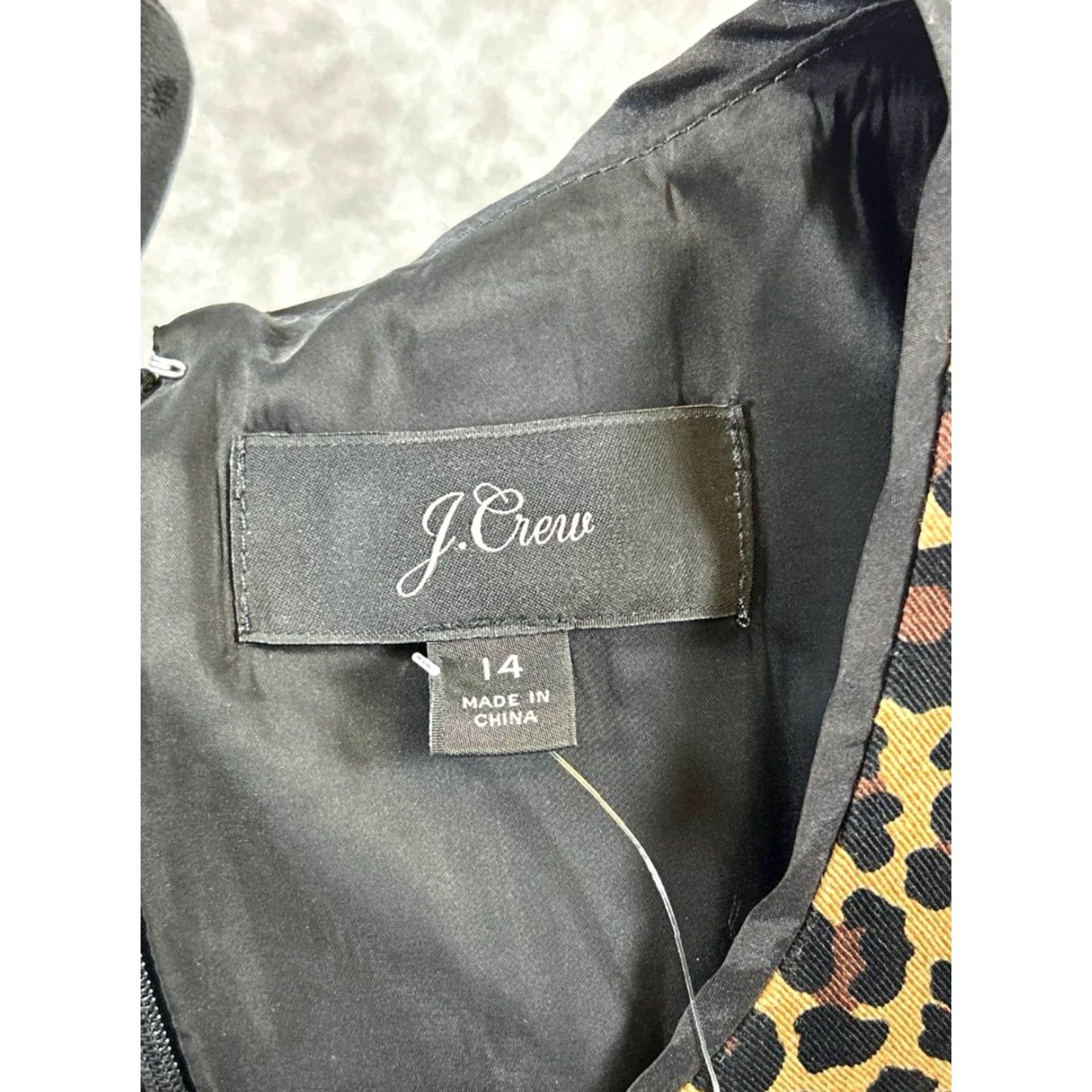 J.Crew VINTAGE J.Crew Dress Womens 14 Knee Length Sleeveless Blouson Casual Black Animal Print Size XL / US 12-14 / IT 48-50 - 3 Thumbnail