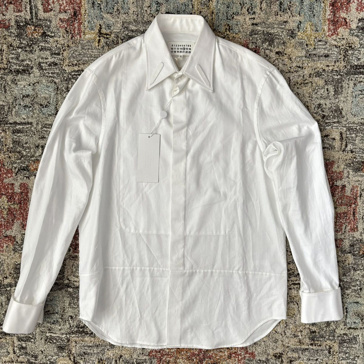 SS20 collar stay dress shirt cotton herringbone BRAND NEW