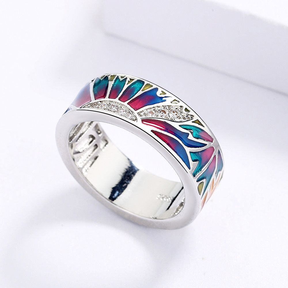 Jewelry Sun Shape Handmade Enamel Ring Size ONE SIZE - 5 Thumbnail