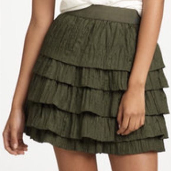 J.Crew J Crew 4 Green Tiered Ruffle Silk Skirt Size 4 HABOTAI Crink Size 27" / US 4 / IT 40 - 6 Thumbnail