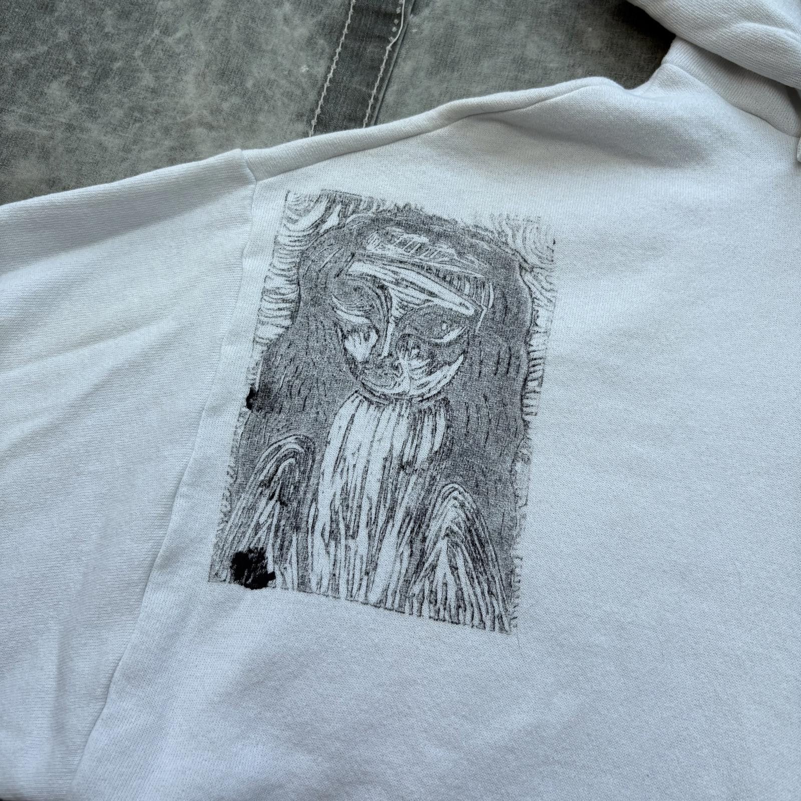 Jerzees Vintage 90s Handmade Stamped Unique Lady Art Full Zip Hoodie Size US XL / EU 56 / 4 - 3 Thumbnail