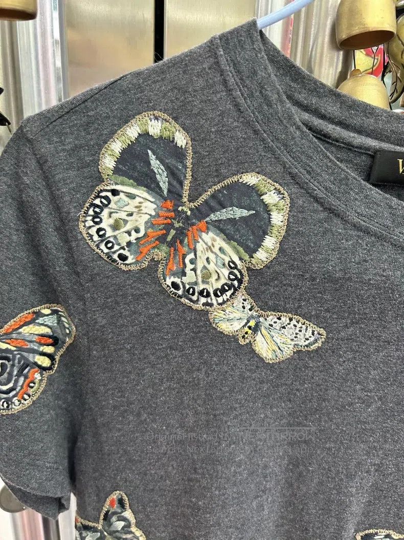 Valentino Valentino Grey embroidered T-shirt Size XS / US 0-2 / IT 36-38 - 6 Thumbnail