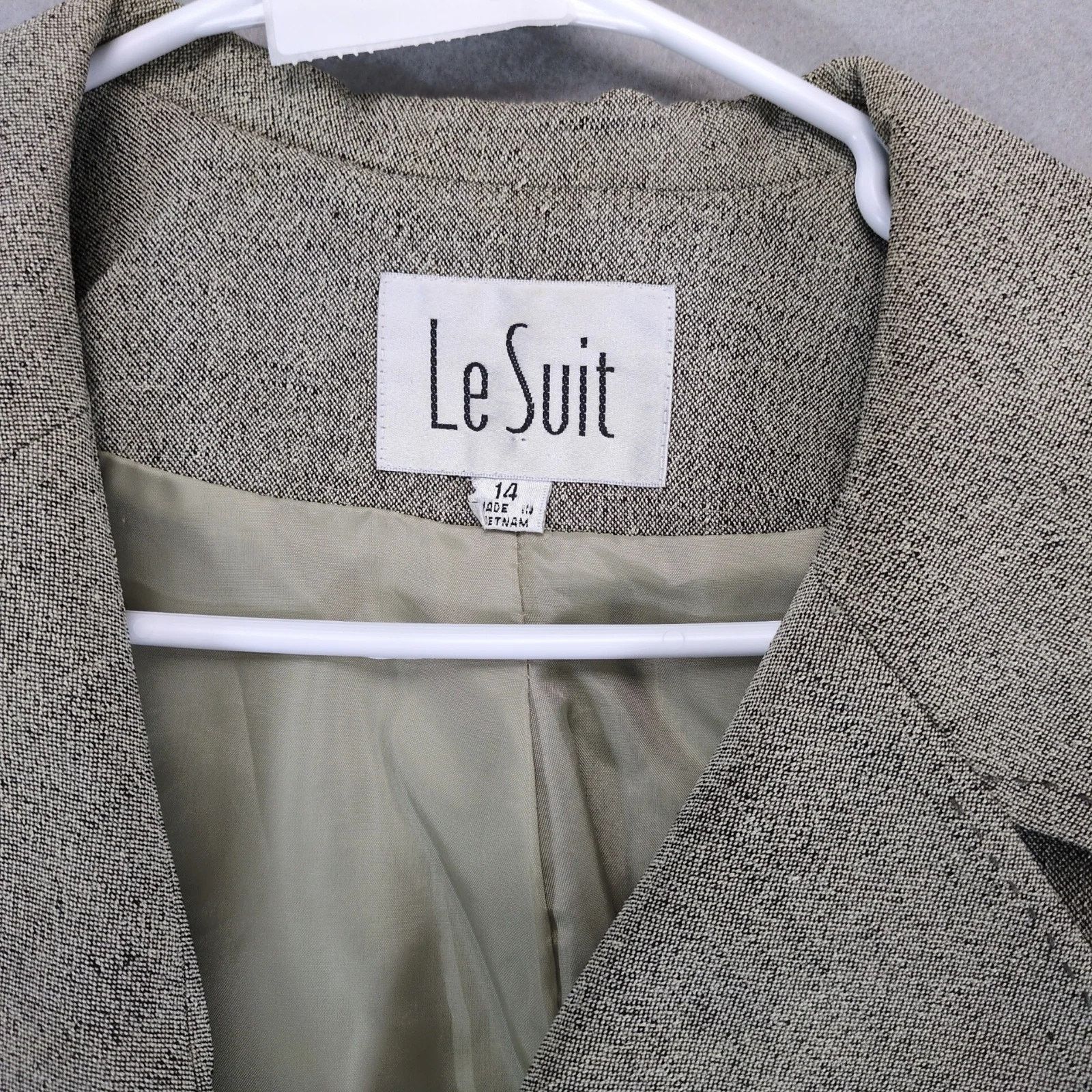 Other Vintage Le Suit Blazer Women's 14 Beige Tweed Y2K Career Size XL / US 12-14 / IT 48-50 - 4 Thumbnail